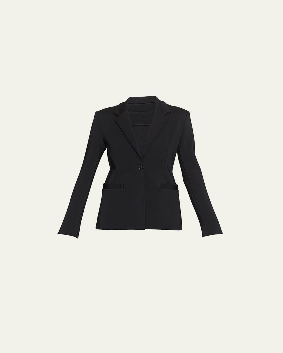 Knitted Single-Button Blazer Jacket